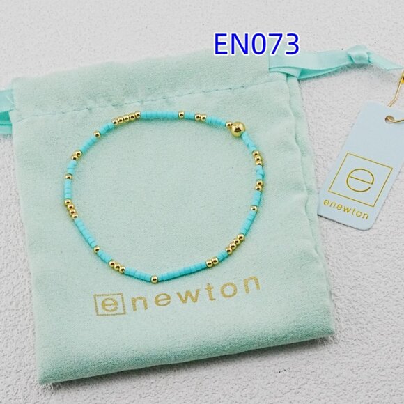 Enewton Sky-Blue Glass Tube Bead & Gold Bead Bracelet - Picture 4 of 5